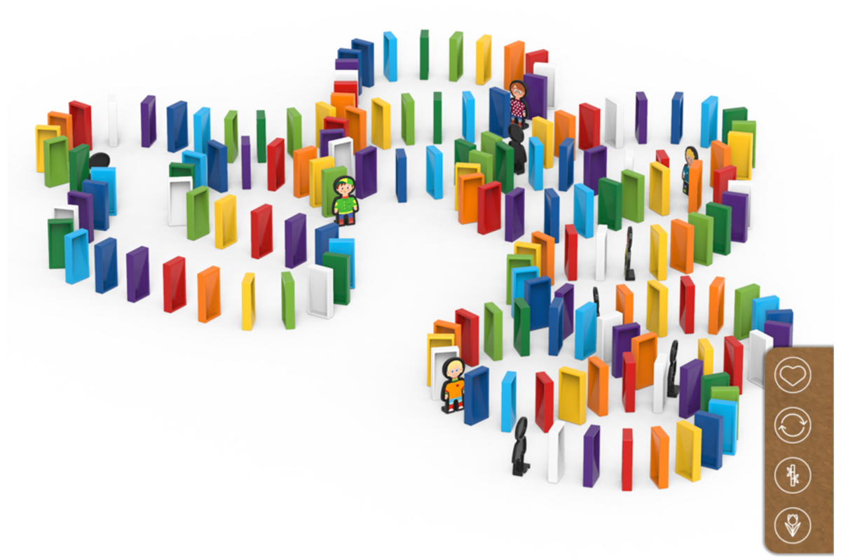 BiOBUDDi Domino 150, mix van 6 kleuren, inclusief 10 figuren