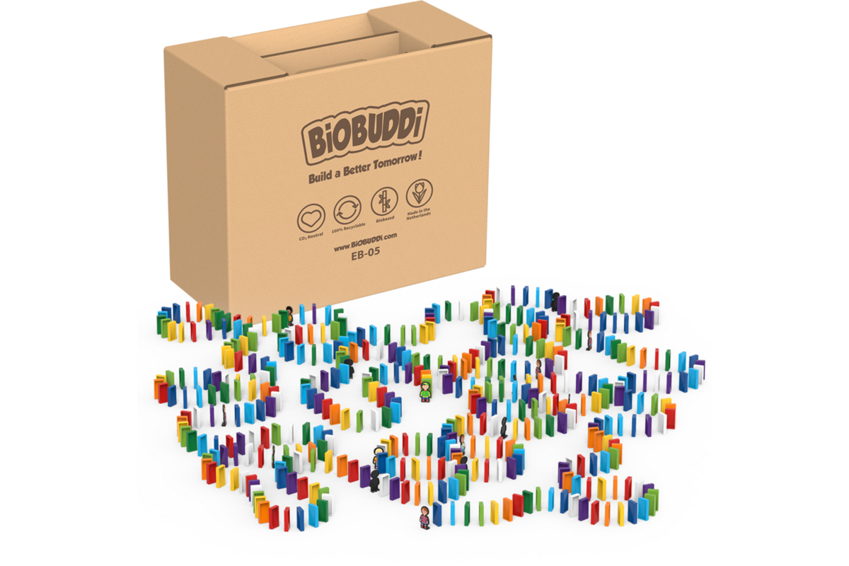 BiOBUDDi Domino 500 mix van 6 kleuren, inclusief 10 figuren