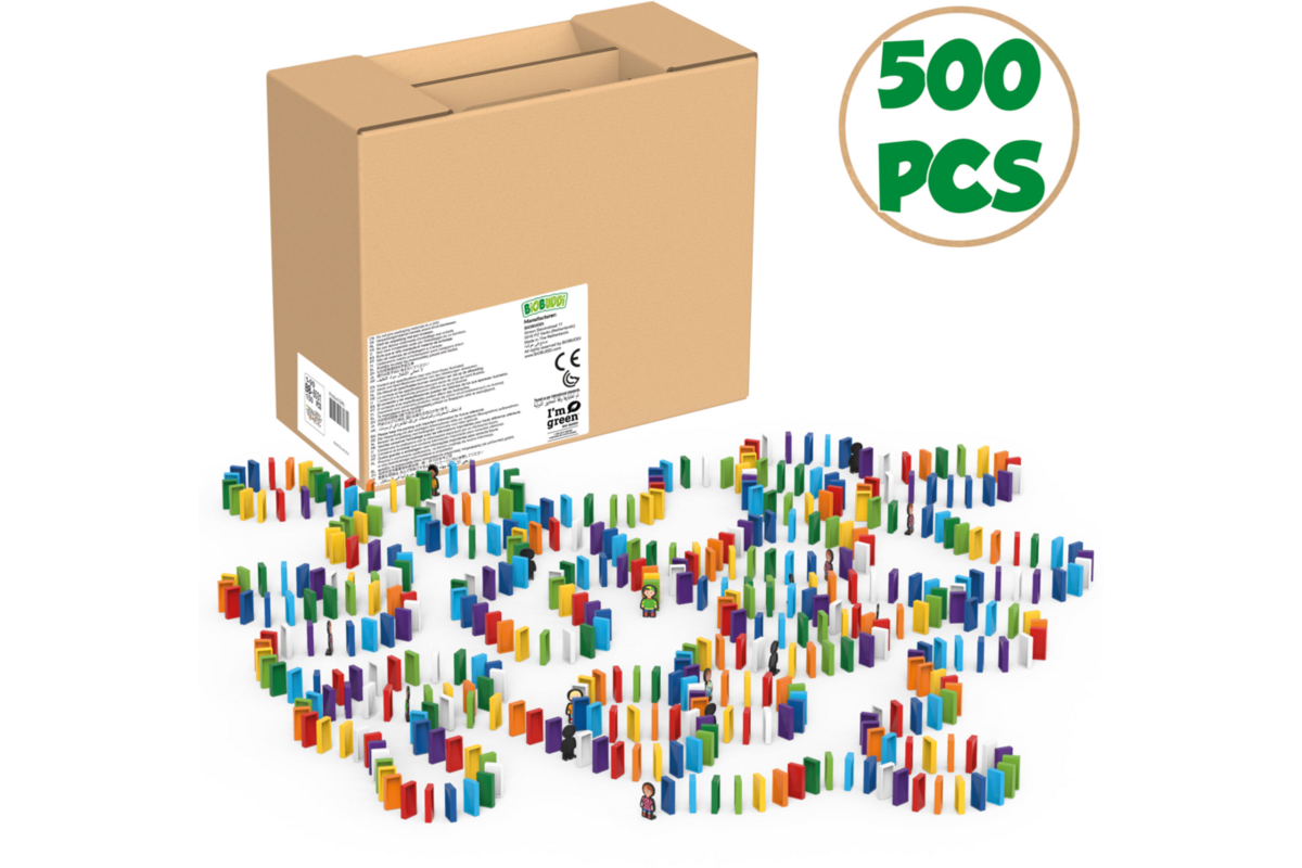 BiOBUDDi Domino 500 mix van 6 kleuren, inclusief 10 figuren
