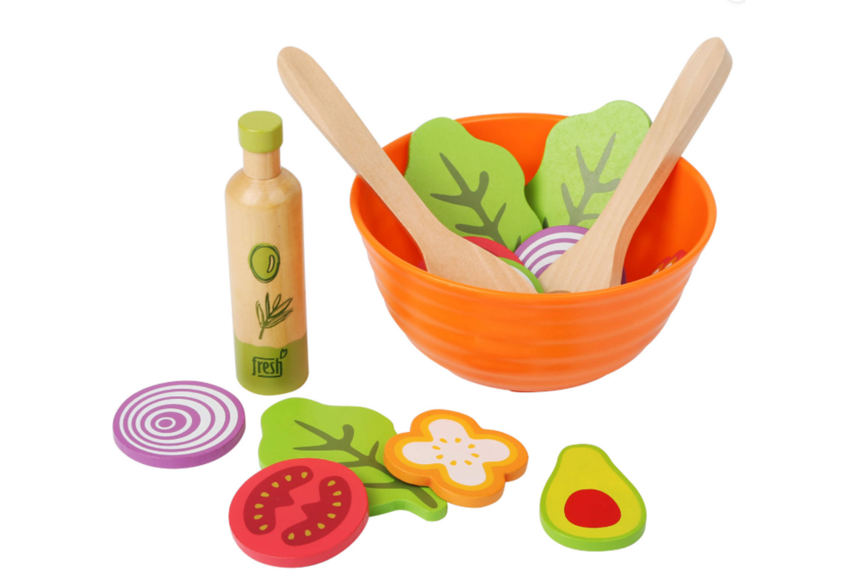 Houten Speeleten Salade Speelset, 15 delig