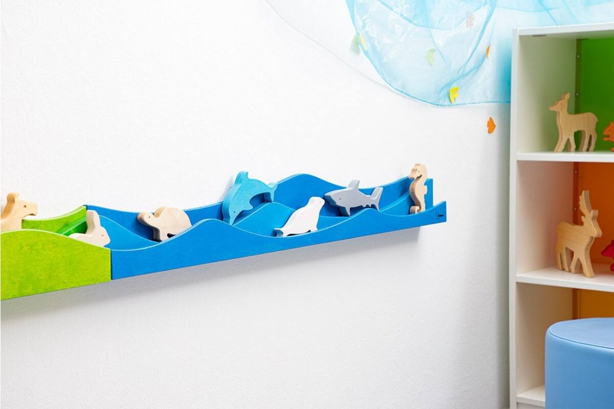 Speellijst water voor aan de muur voor speeldieren, blauw