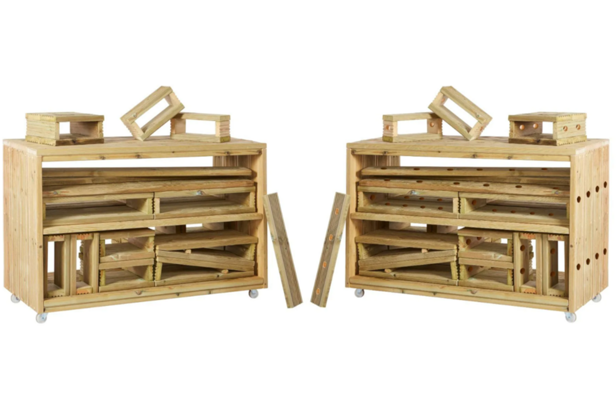 Fantasie bouwblok set groot ( 2 trolleys met blokken), (excl. Montage)