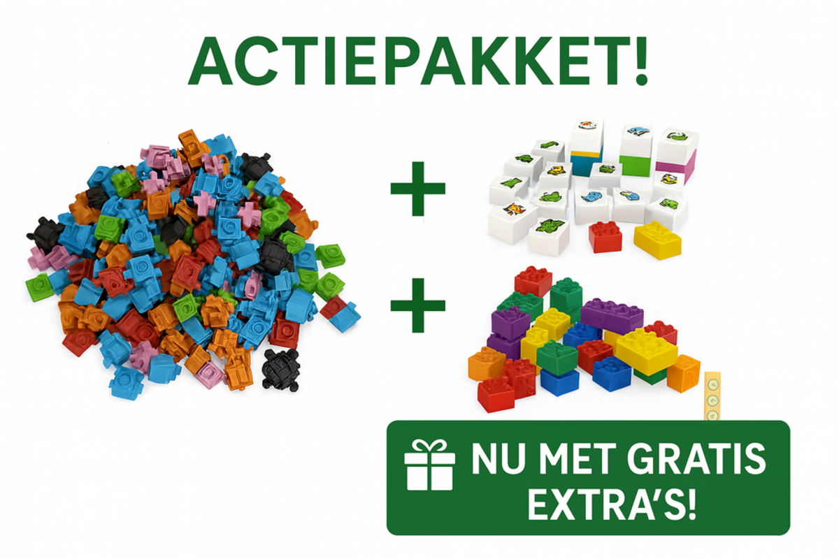 BiOBUDDi Trackconnectors, 250 onderd. + GRATIS 50 bouwblokken + dieren