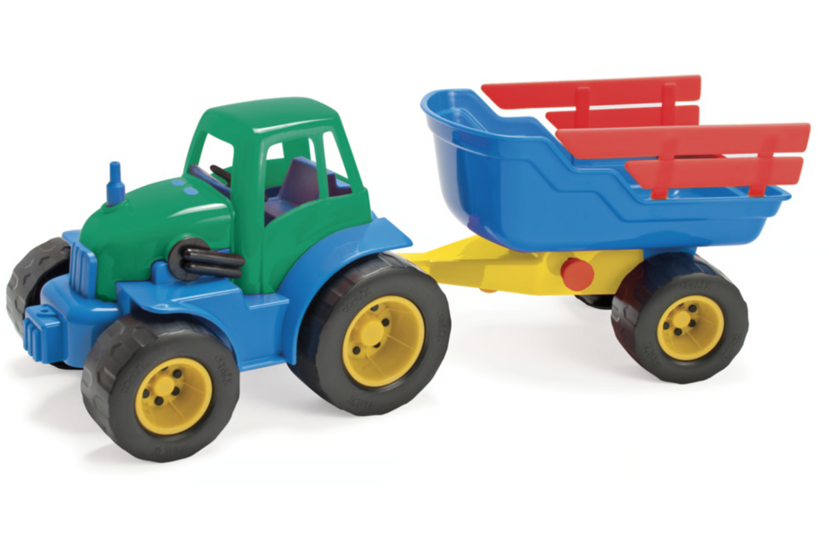 Traktor met aanhangwagen, klassiek, gerecycled