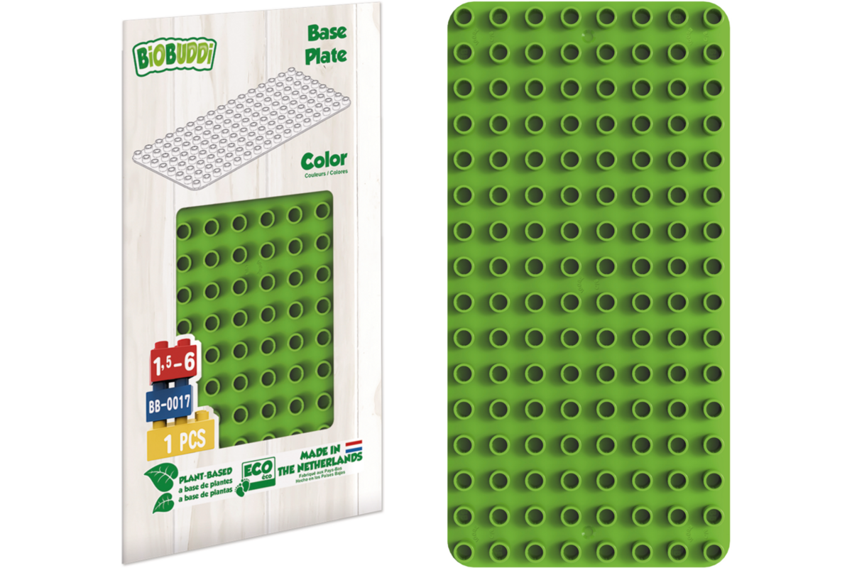 BiOBUDDi Education bouwplatenset 1x blauw, 1x groen, 1x rood en 1x geel