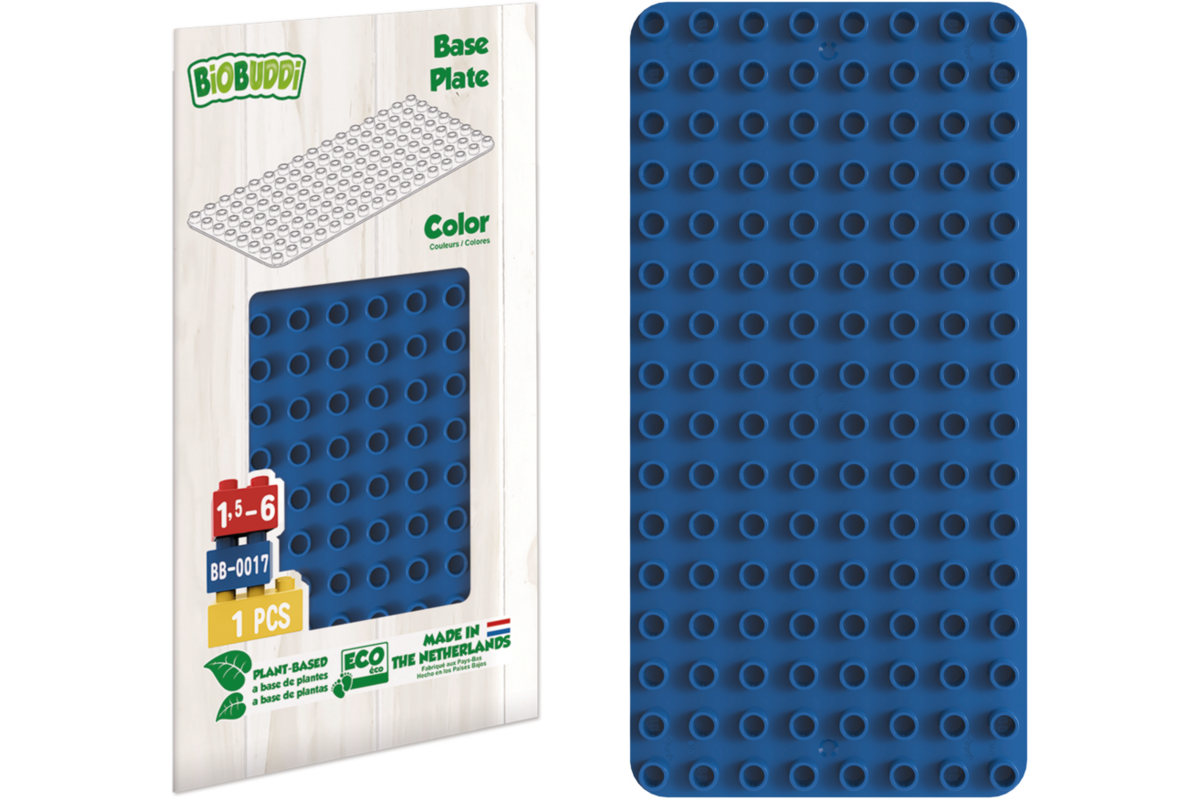 BiOBUDDi Education bouwplatenset 1x blauw, 1x groen, 1x rood en 1x geel