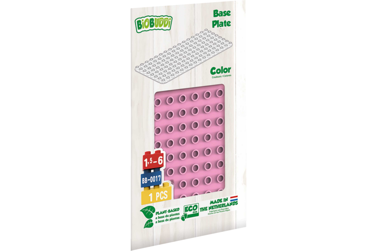 BiOBUDDi Education bouwplaat Flamingo Pink, 25,7 x 12,9 cm