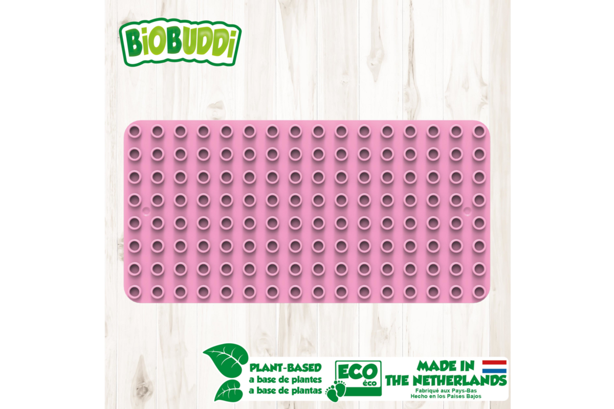 BiOBUDDi Education bouwplaat Flamingo Pink, 25,7 x 12,9 cm