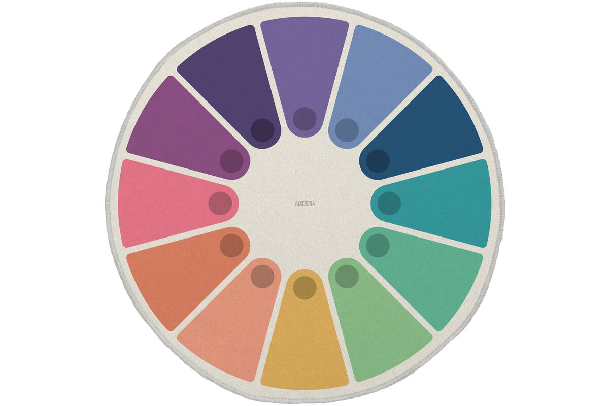 Mat extra groot, rond, regenboog 2 , 200 cm