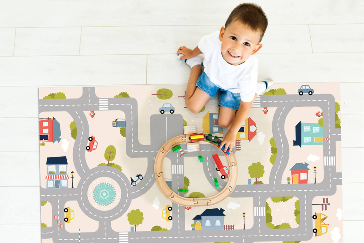 Speelmat verkeer | Beige uitvoering, 150 x 100 cm