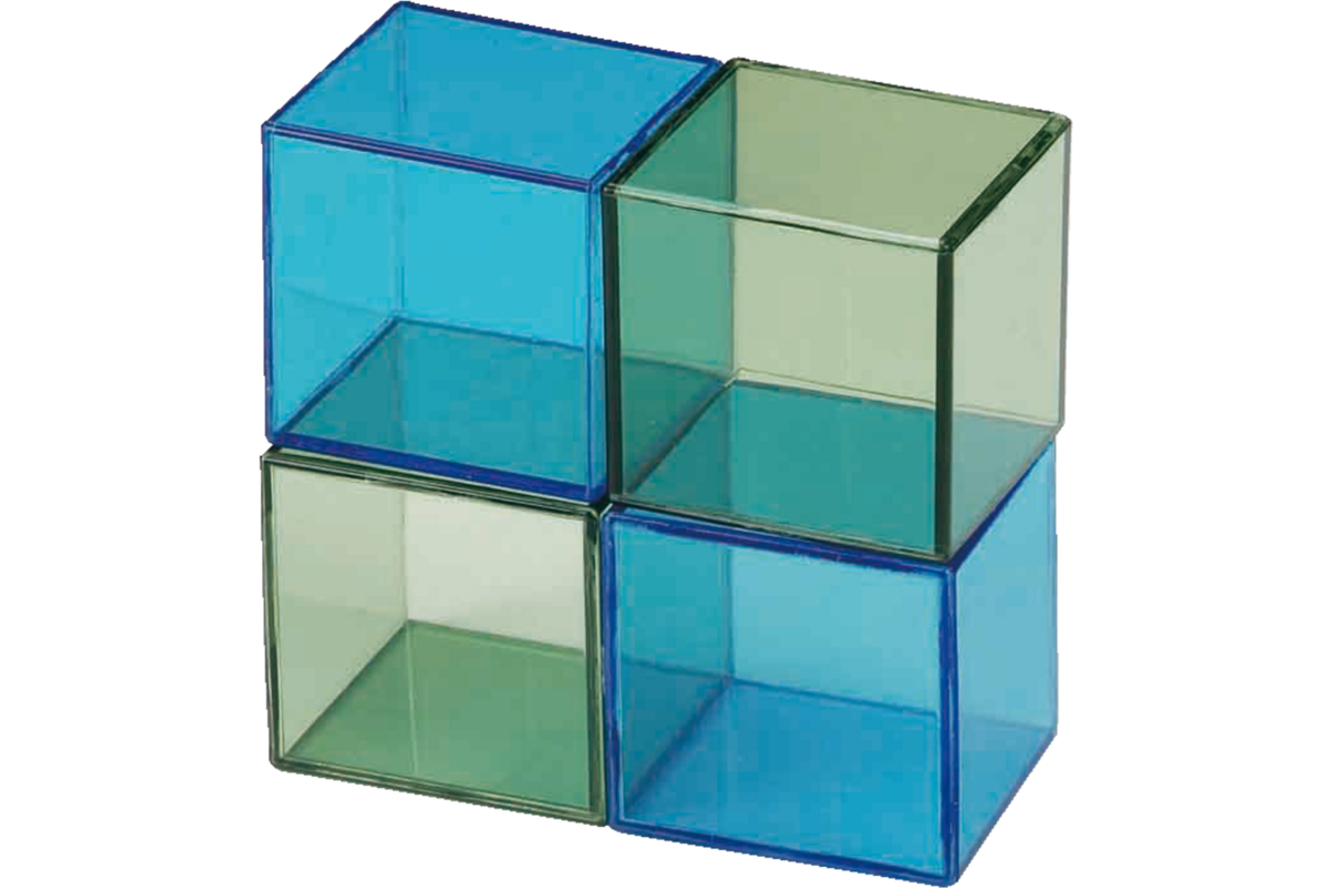 Blokkenset gekleurd transparant 5 x 5 x 5 cm 16 stuks