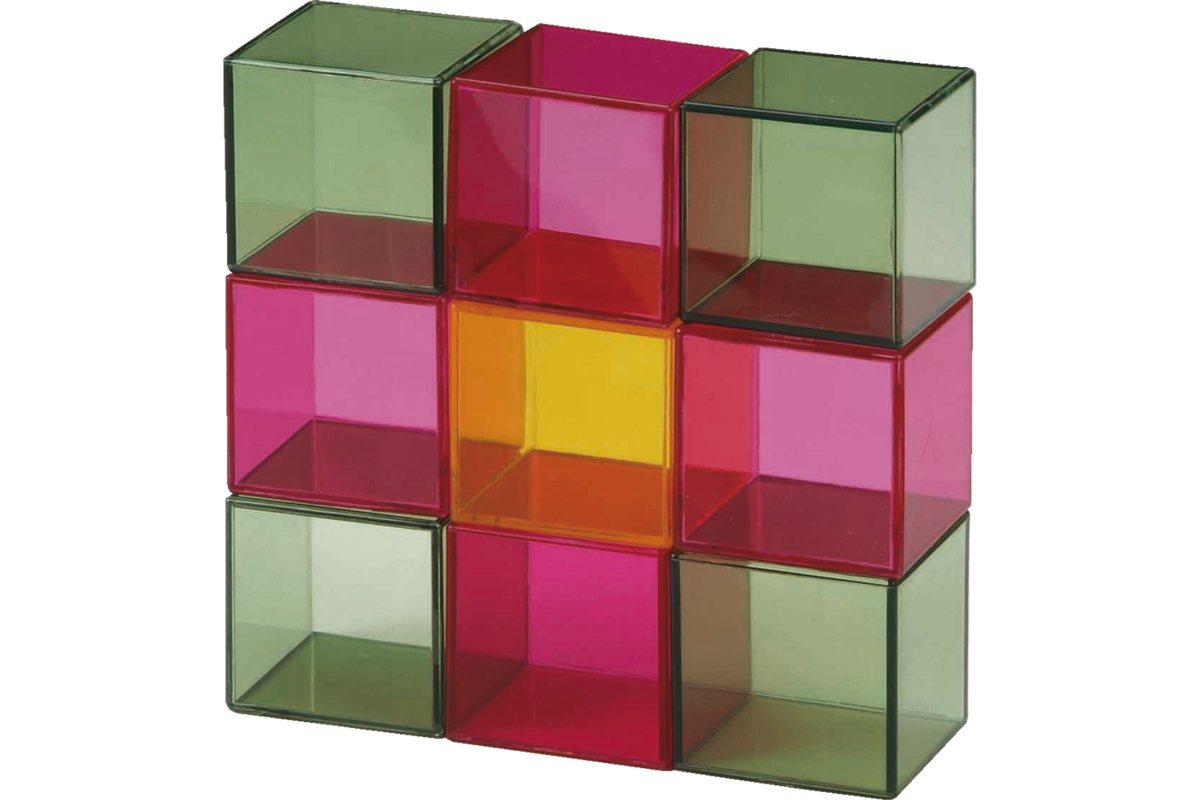 Blokkenset gekleurd transparant 5 x 5 x 5 cm 16 stuks