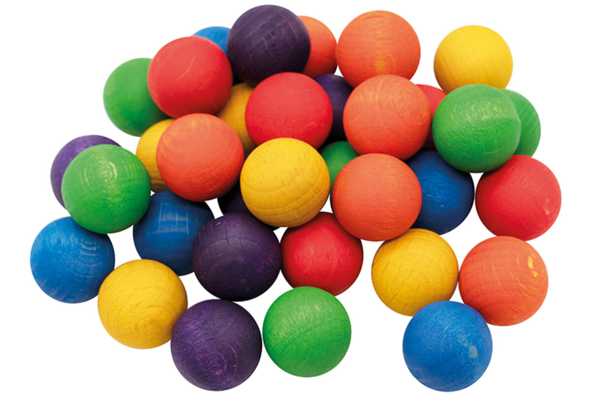 Open eind - Grapat Marbles - knikkers - gekleurd - hout - set van 36 assorti