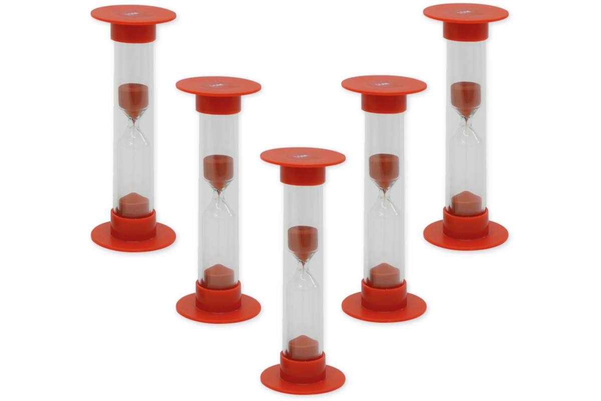 Zandloperset 5 stuks, rood, 10 minuten