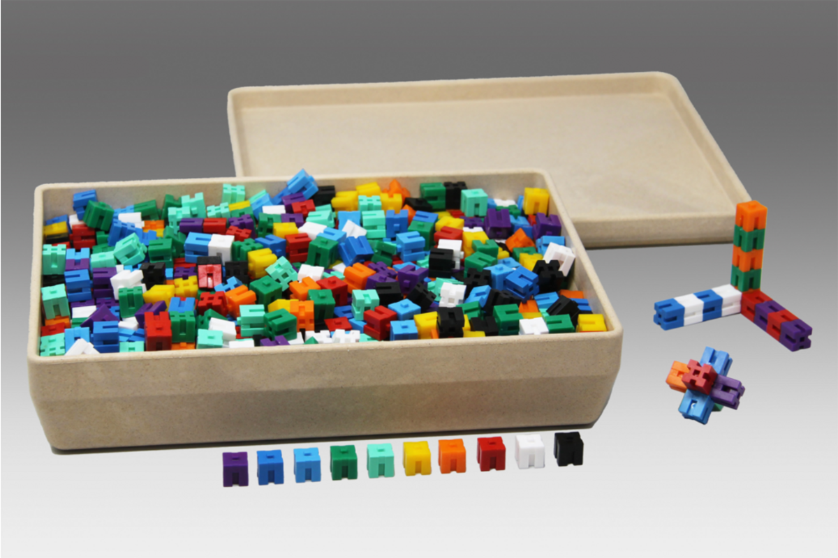 Gewichtskubussen in 10 kleuren (1000 stuks), in RE-Wood® doos