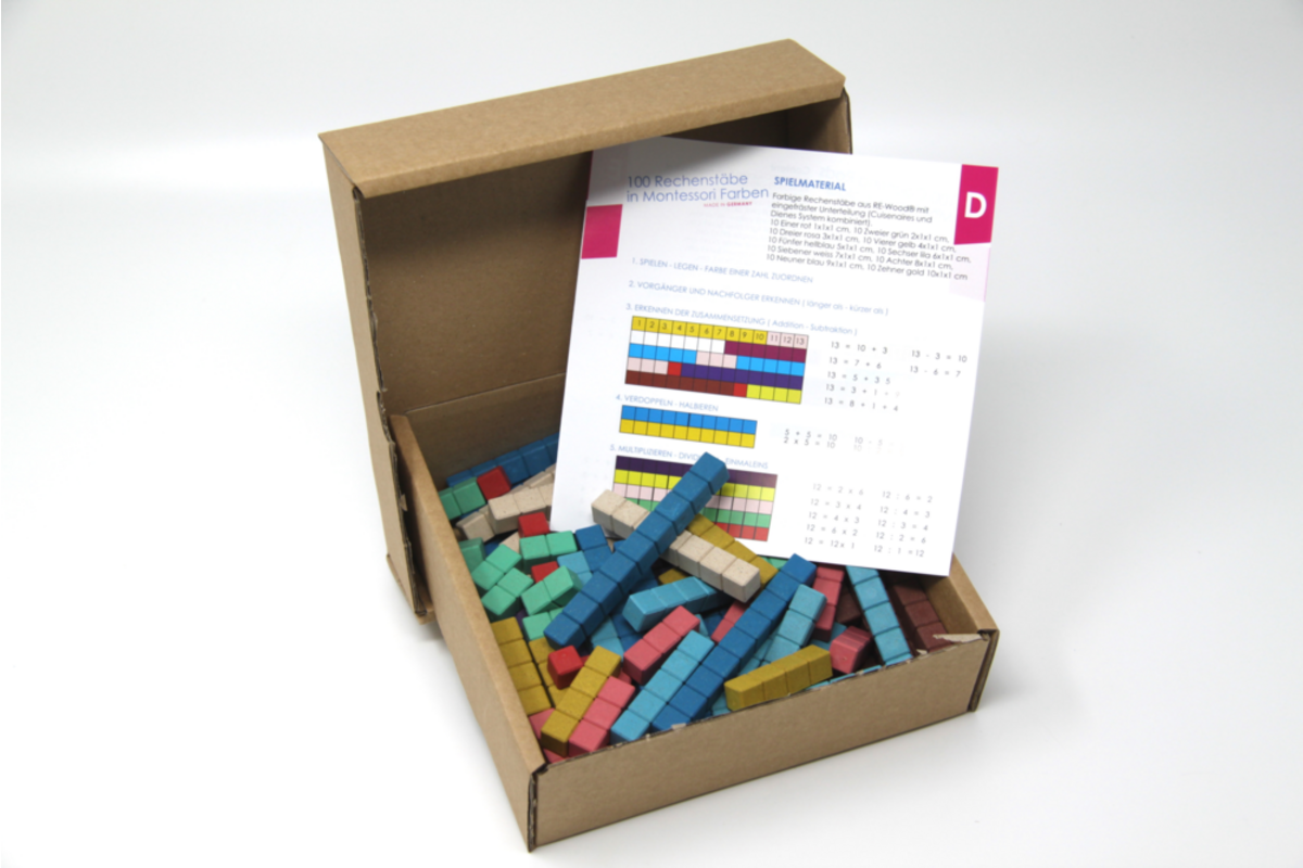 Telstaven in 10 Montessori-kleuren (100 stuks)