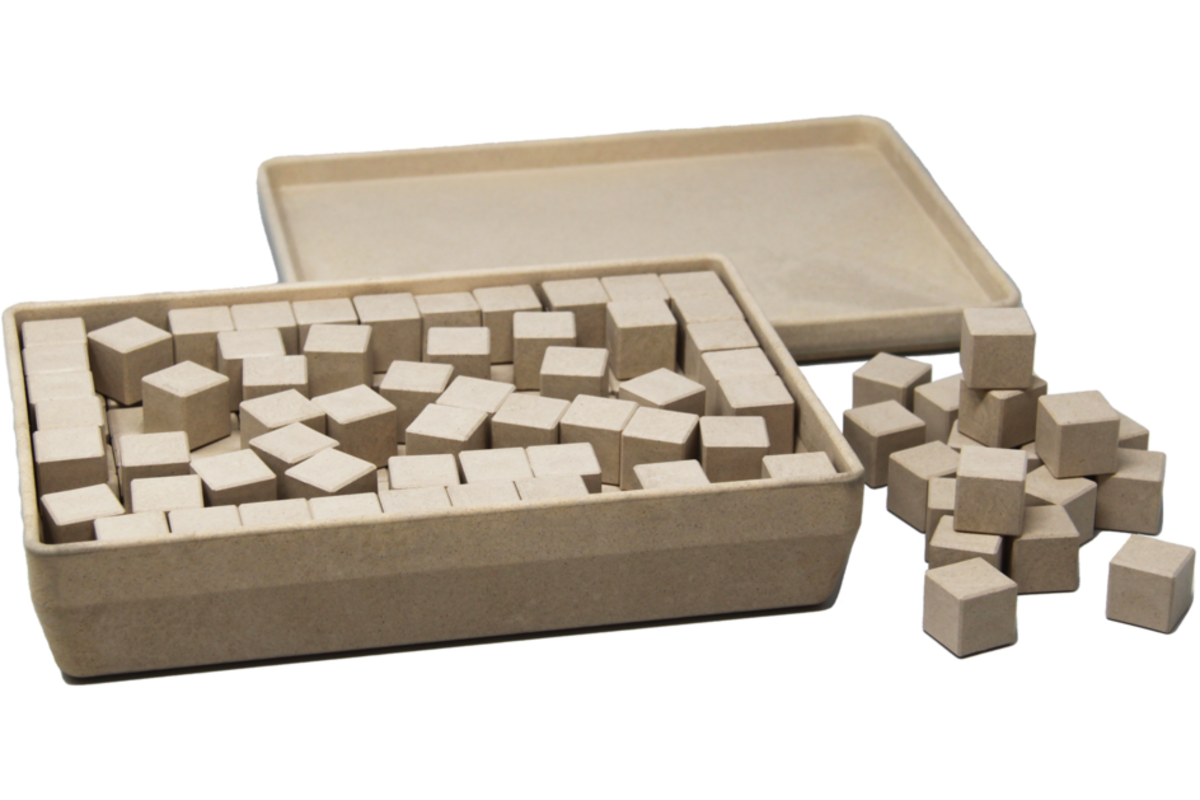 Kubussen in natuurlijke kleuren 2x2x2 cm (150 stuks), in RE-Wood® doos