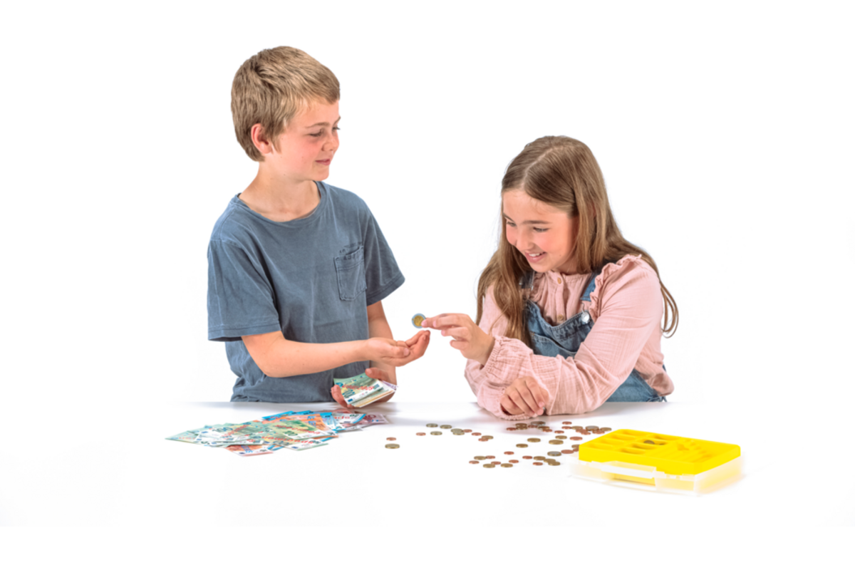 Euro-geldkoffer 130 bankbiljetten + 160 munten, in RE-Wood® doos