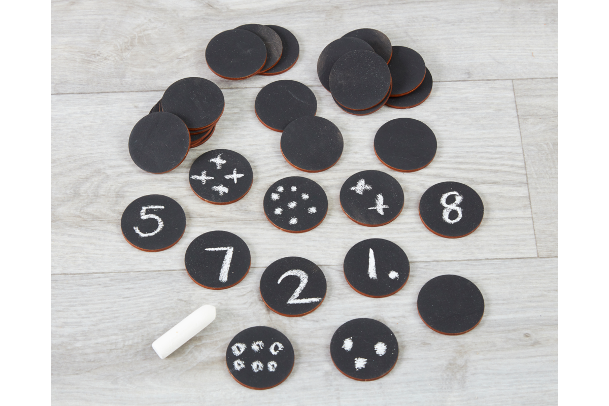 Schoolbordverf schijven, set van 30 stuks, doorsnede 5 cm