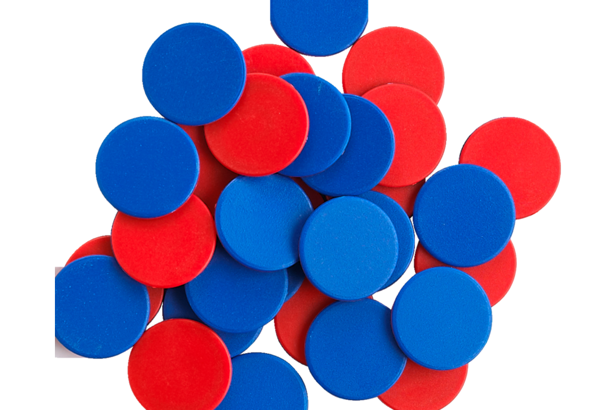 Fiches 2-Kleuren Tellers, 200 stuks blauw en rood
