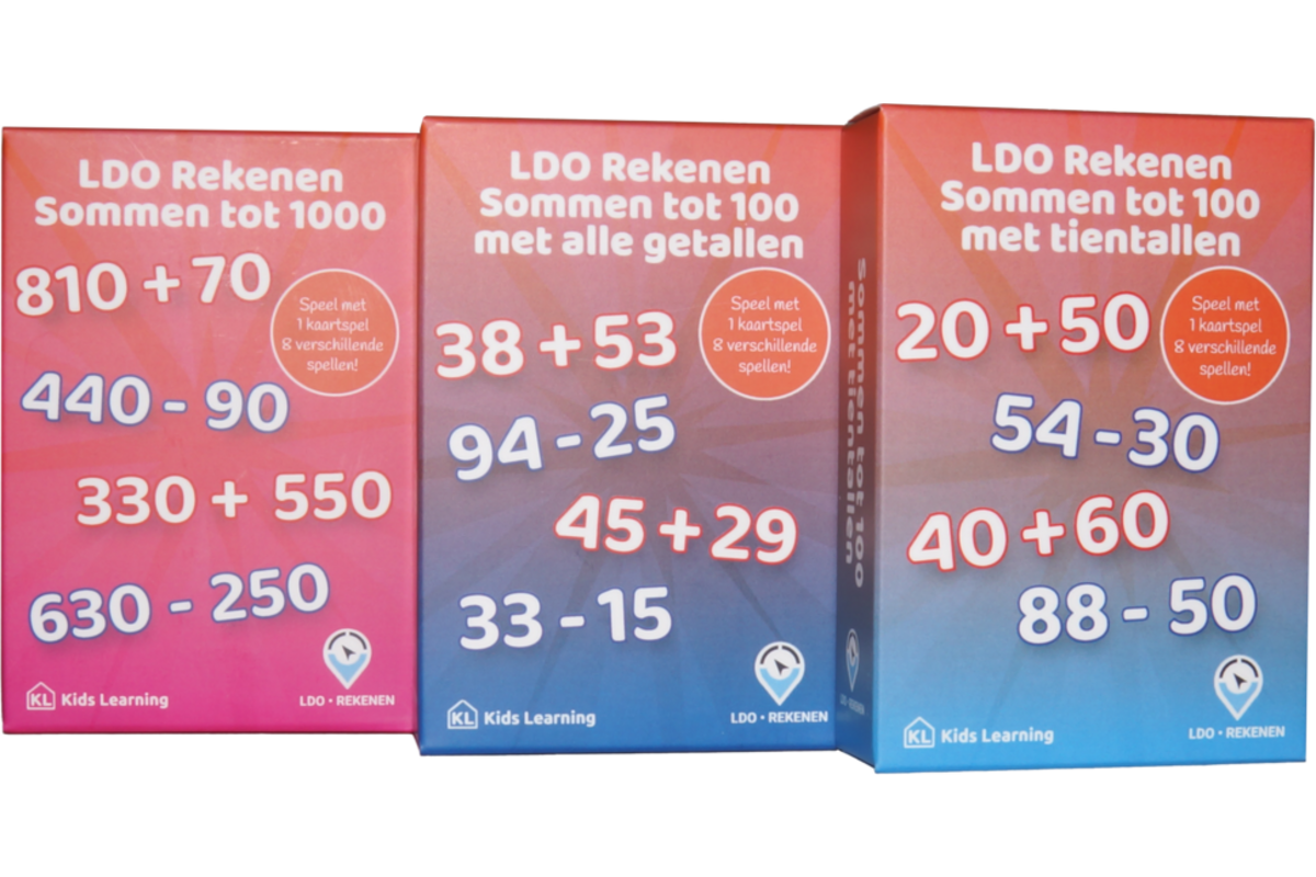 LDO Rekenen - Kaartspel Sommen tot 1000 - set van 3
