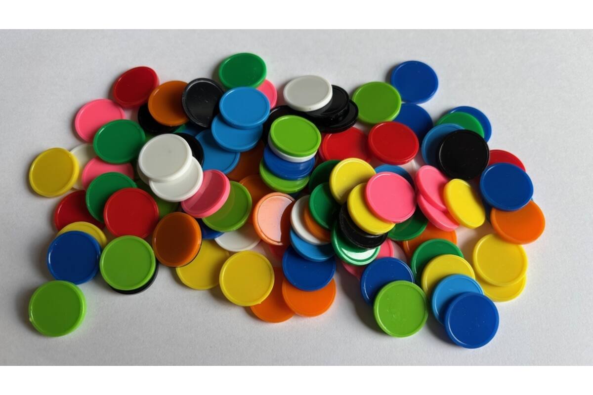 Telschijven 100 stuks, 10 kleuren 20 mm