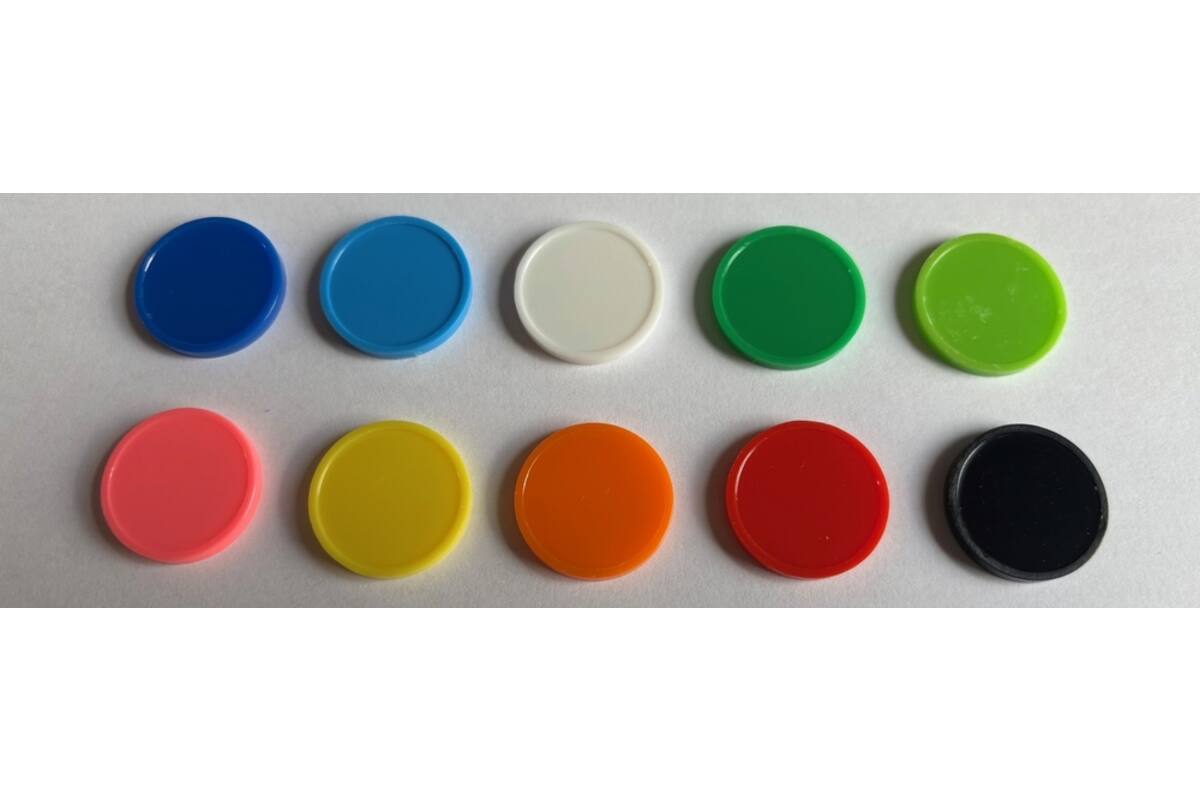 Telschijven 100 stuks, 10 kleuren 20 mm