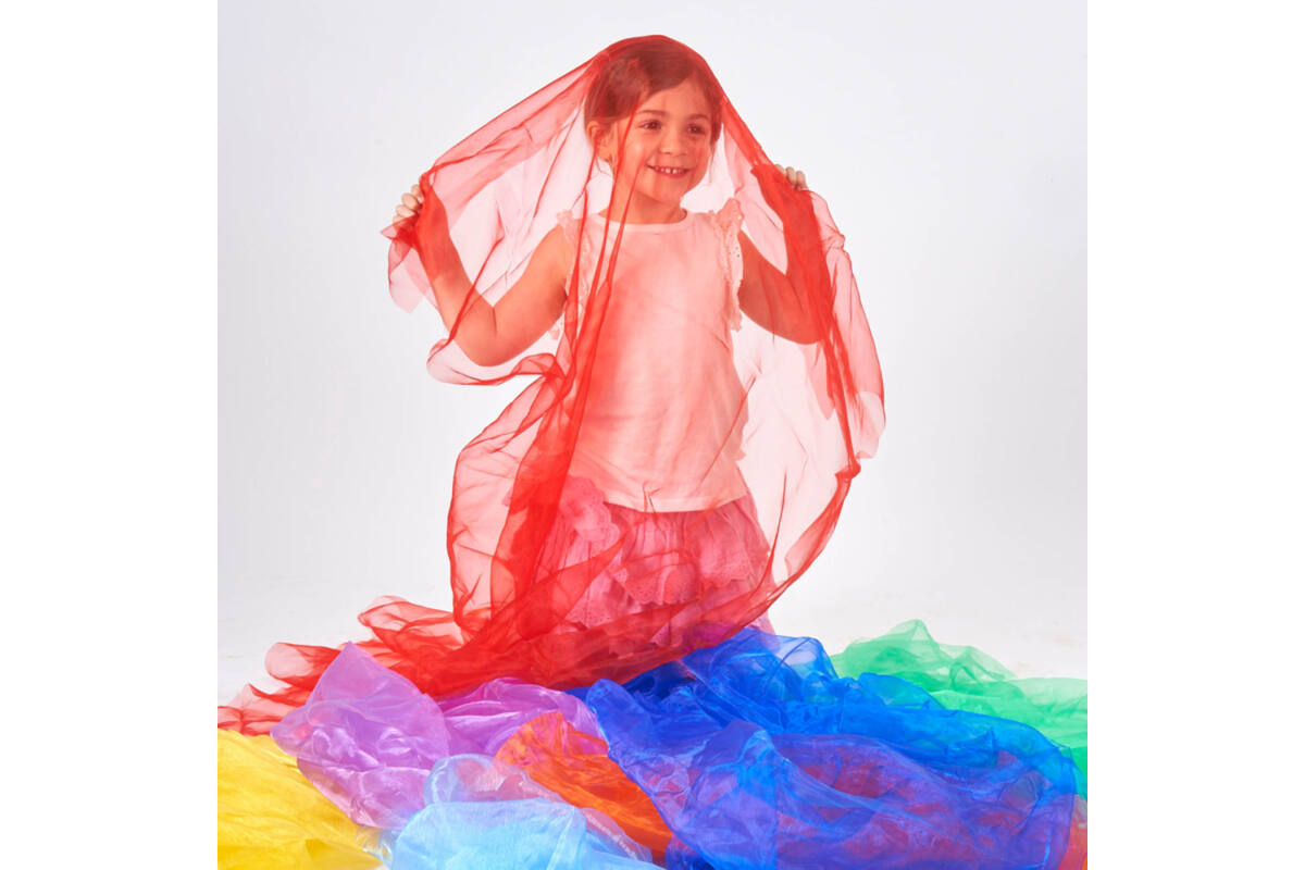 Regenboog organza stof