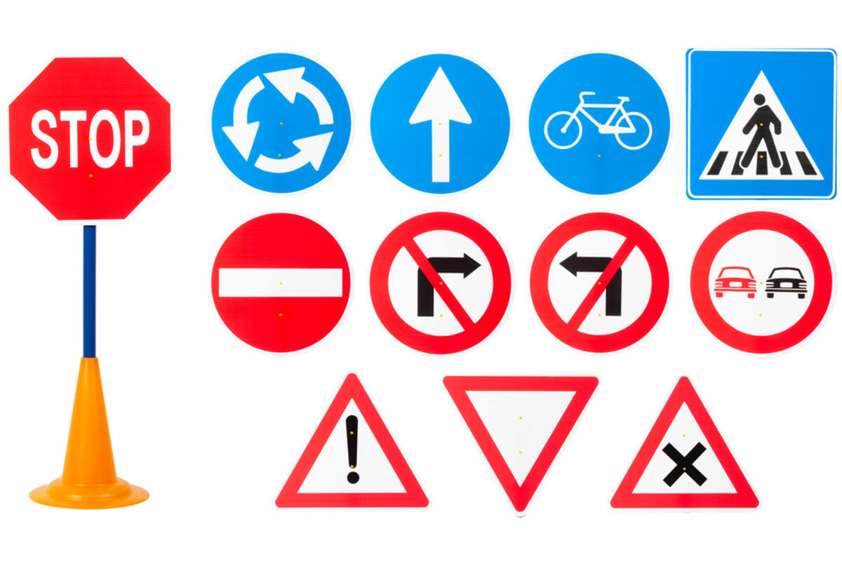 Verkeersborden, set van 12 stuks