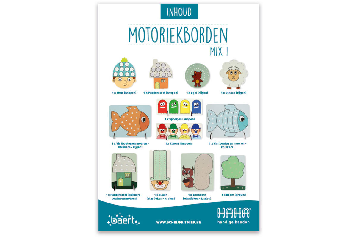 Fijne motoriek - Handige Handen - motoriekborden - mix 1 - per set