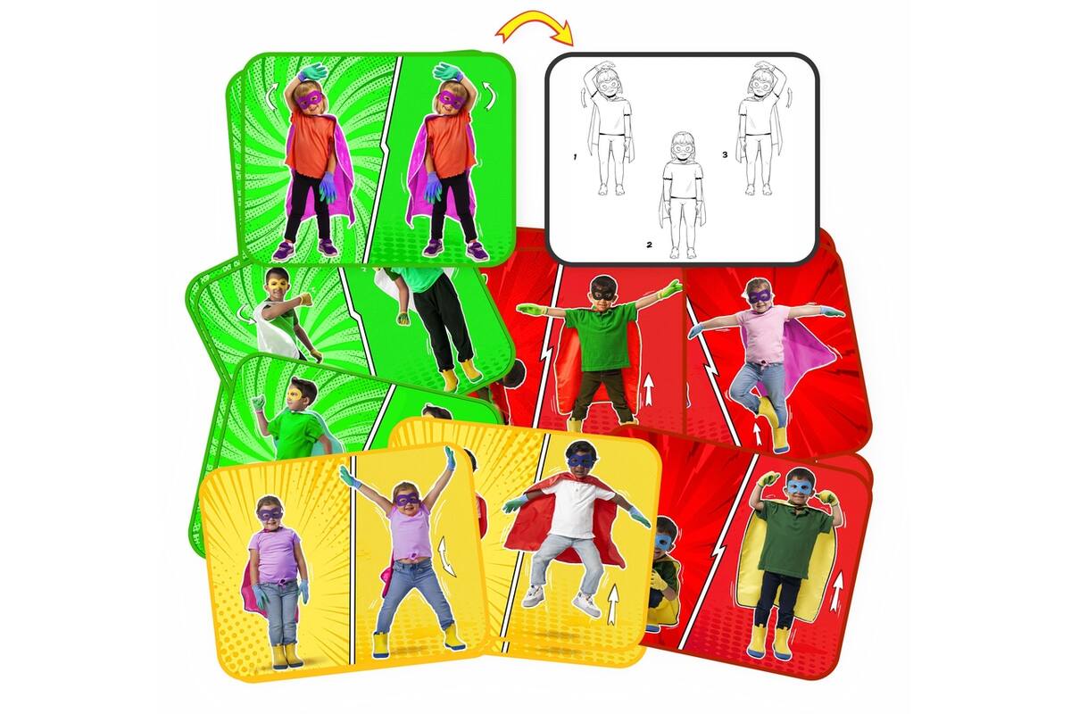 Beweegkaarten superheld 21,5 x 28 cm, 16 stuks