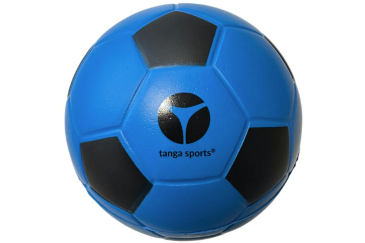 Voetbal | PU superzachte voetbal Ø 15 cm, hoge stuit, zwart/blauw
