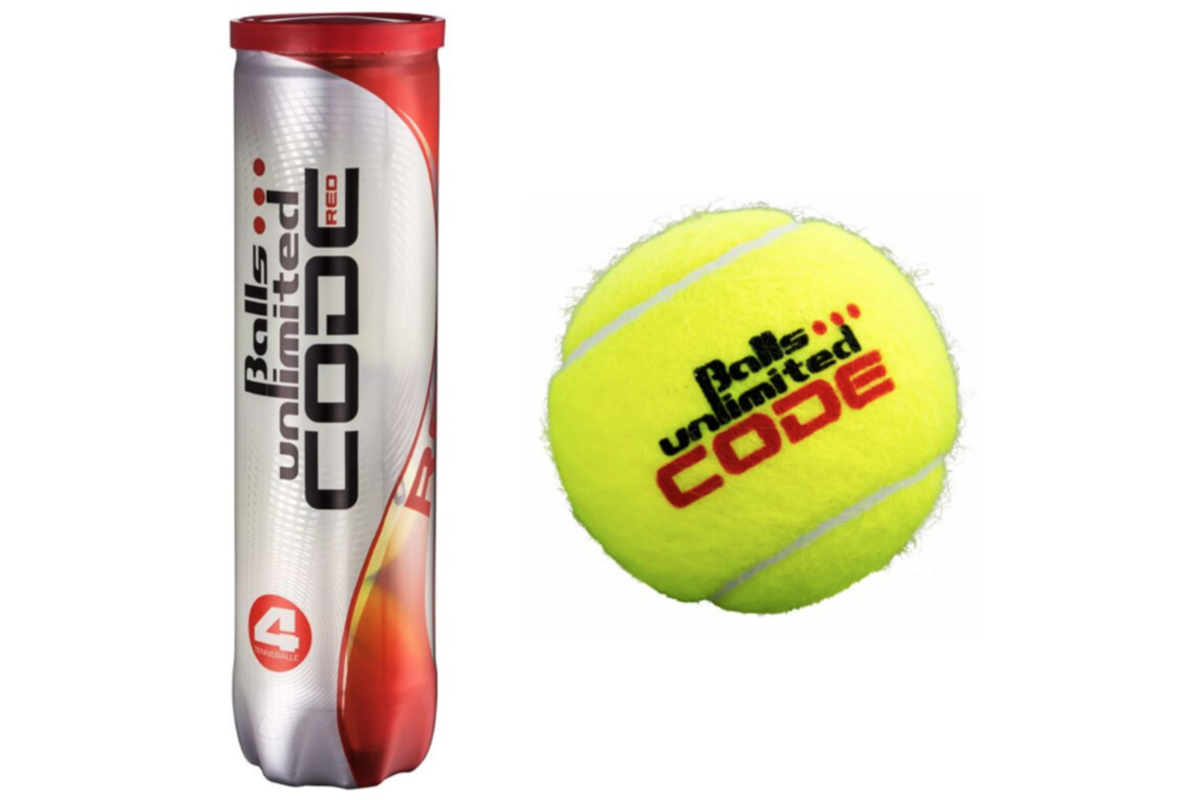 Tennisbal | Balls Unlimited ® CODE RED, bus met 4 ballen