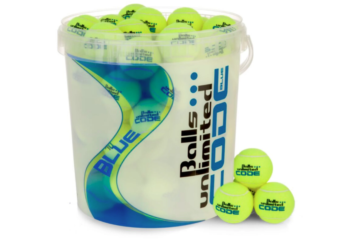 Tennisbal | Balls Unlimited ® 60 stuks in een emmer, Code Blue