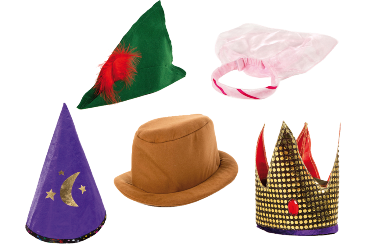 Verkleedkleding ECO hoeden set 5 stuks, 3-7 jaar