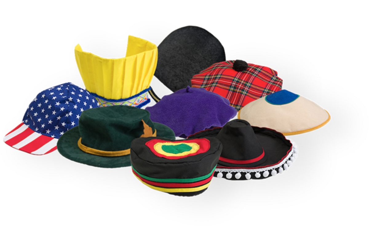 Verkleedkleding | Hoeden uit de hele wereld, set van 9 stuks