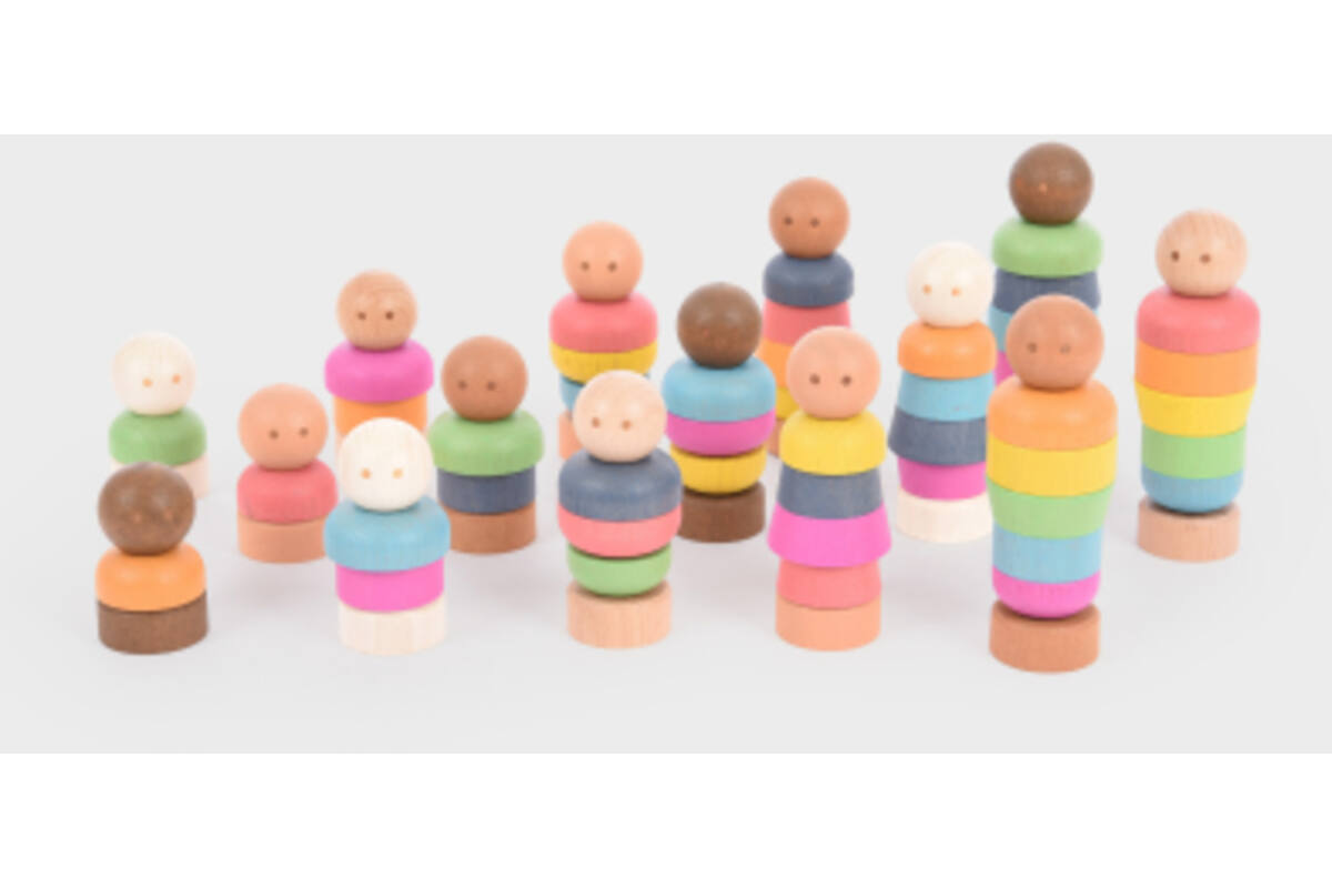 Speelfiguren, regenboog, van hout