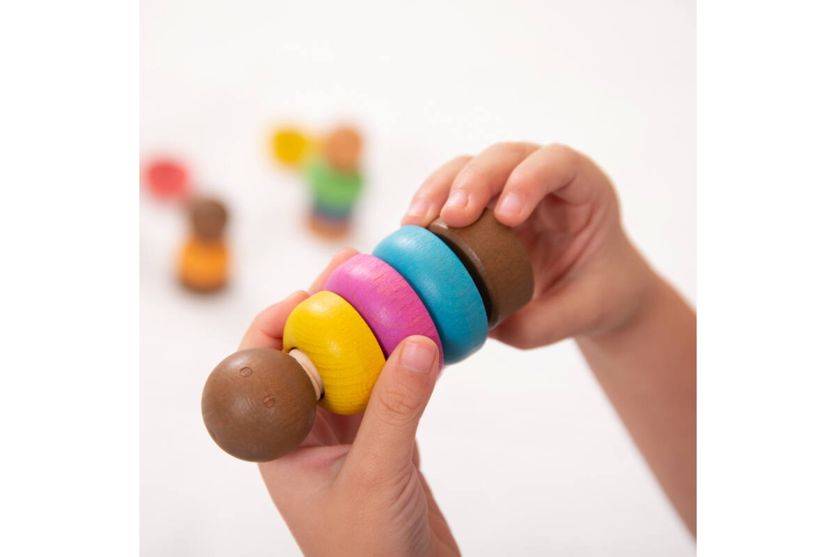 Speelfiguren, regenboog, van hout