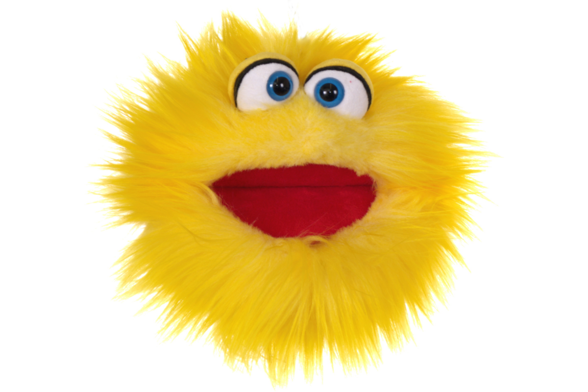 Handpop geel monster 20 cm