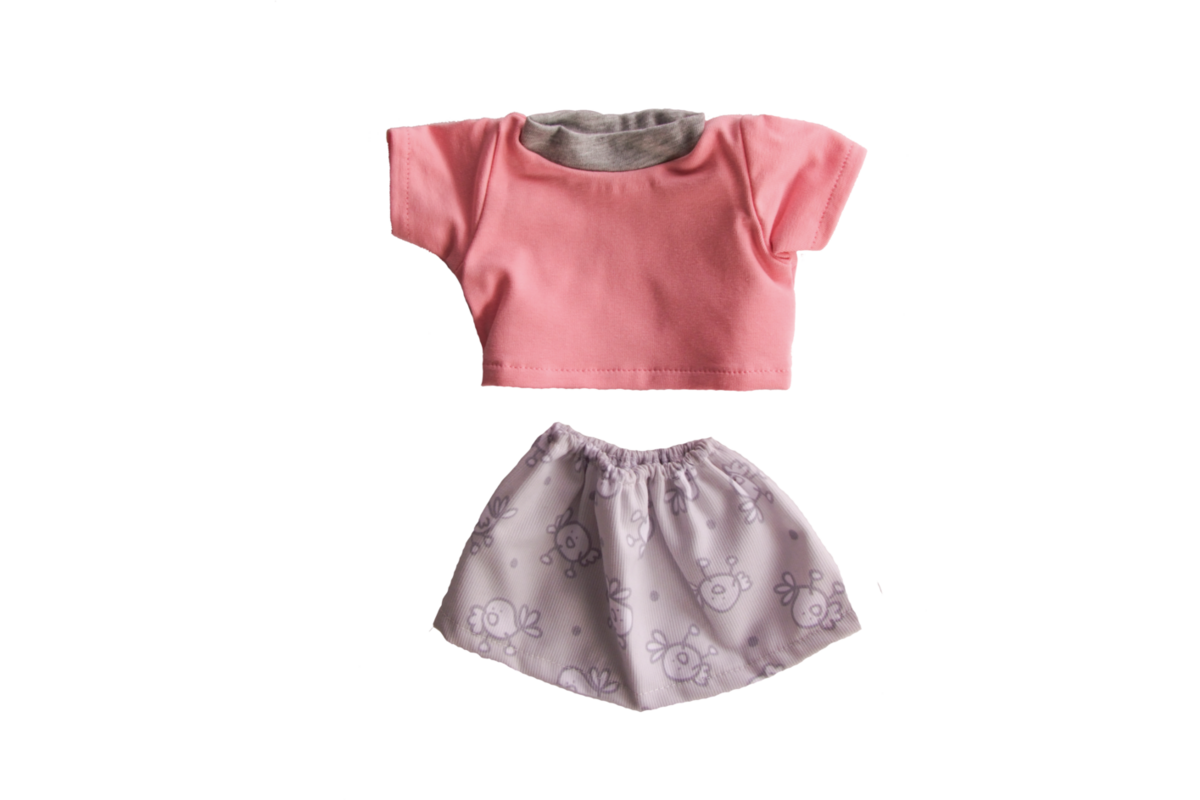 Poppenkleertjes shirt en rok 30 cm