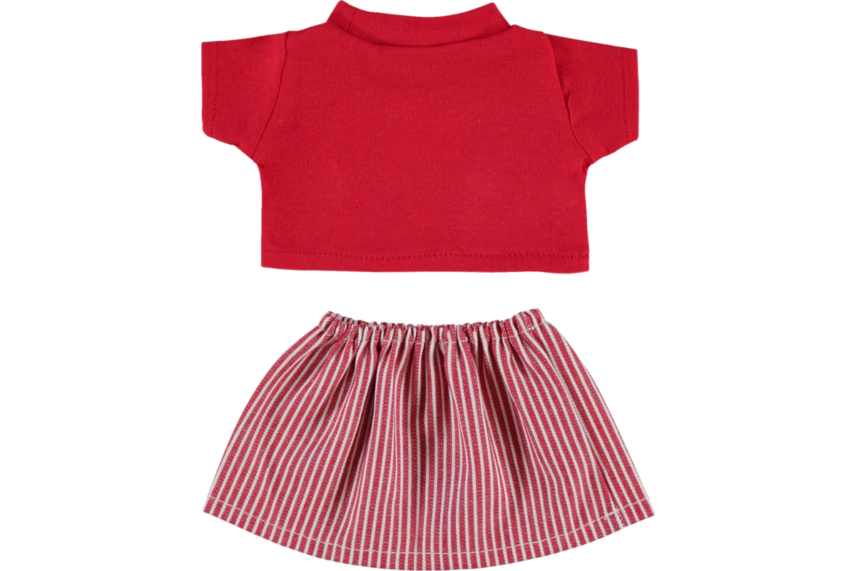 Poppenkleertjes jurkje en shirt rood 30 cm