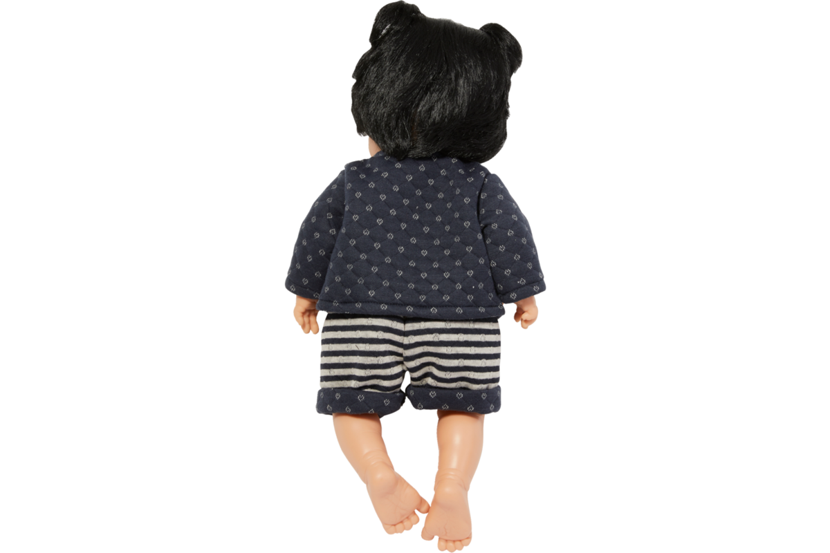 Pop meisje Aziatisch met haar en kleding, 40 cm, Les Pluminis