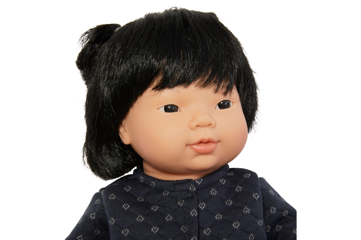 Pop meisje Aziatisch met haar en kleding, 40 cm, Les Pluminis