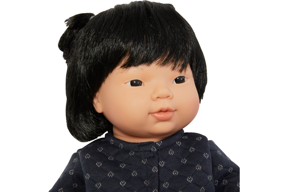Pop meisje Aziatisch met haar en kleding, 40 cm, Les Pluminis