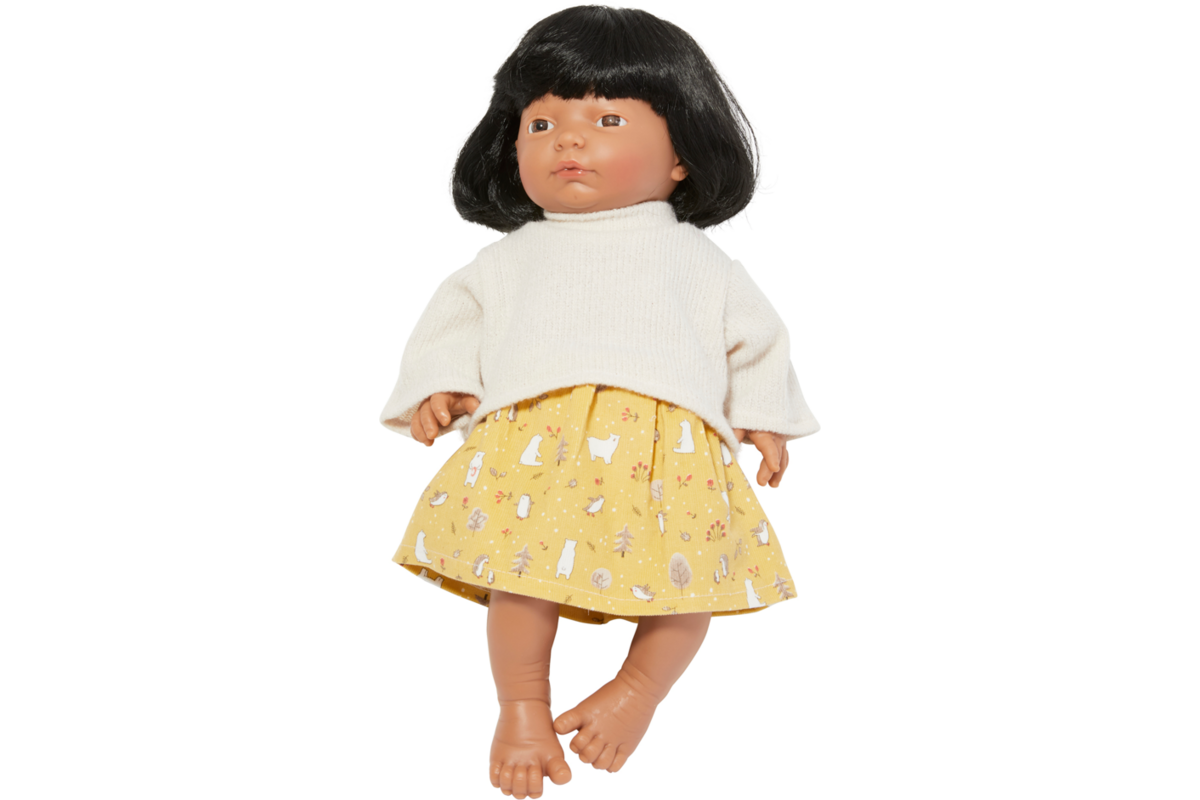 Pop meisje Oriëntaal met haar en kleding, 40 cm, Les Pluminis