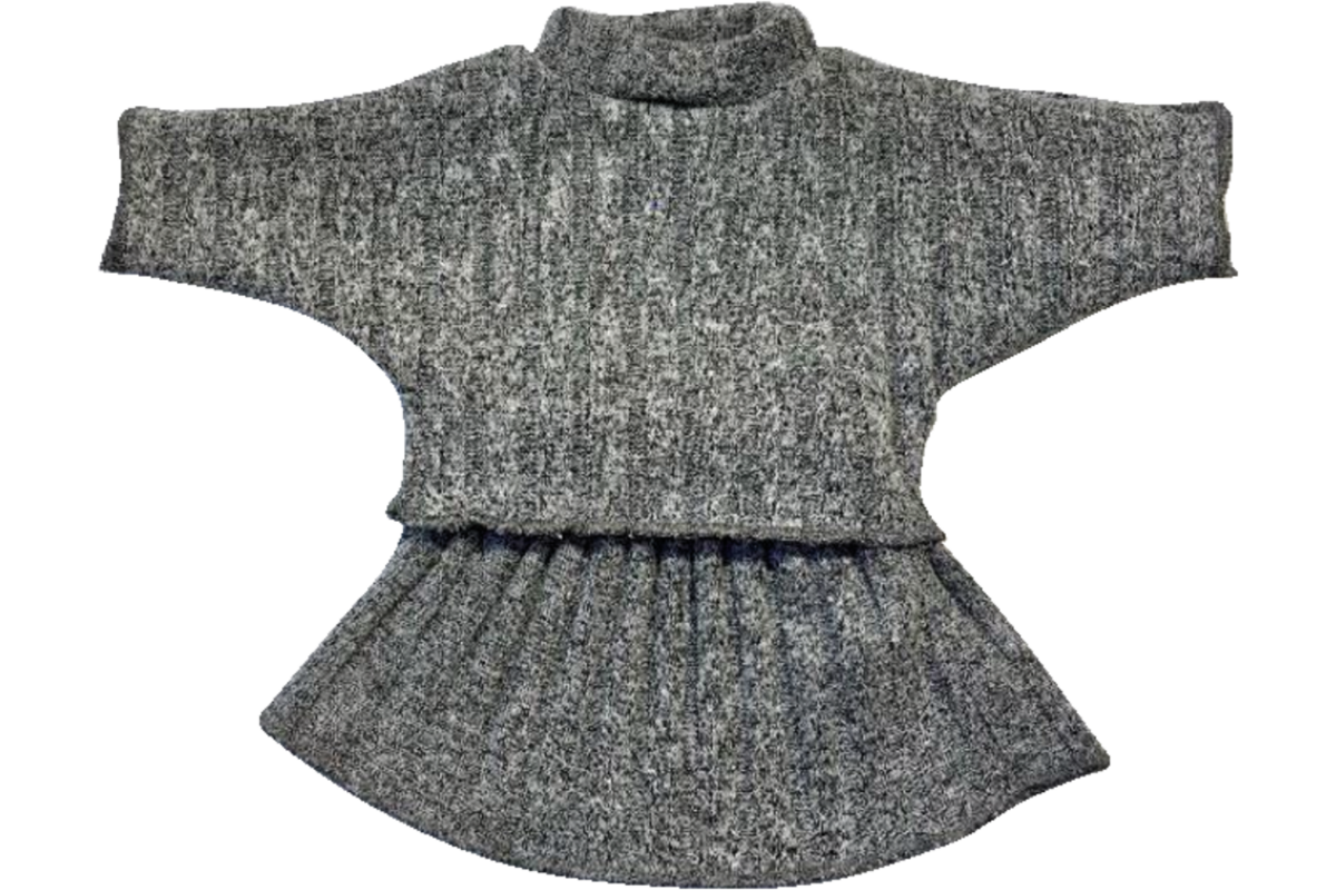 Poppenkleertjes Grijze ribrok en grijs rib T-shirt, 40 cm