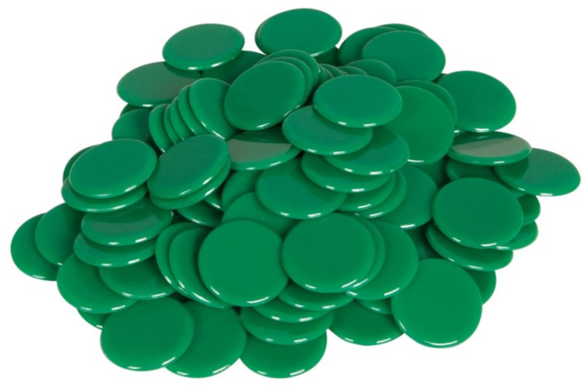 Rekenfiches groen 25 mm, 100 stuks