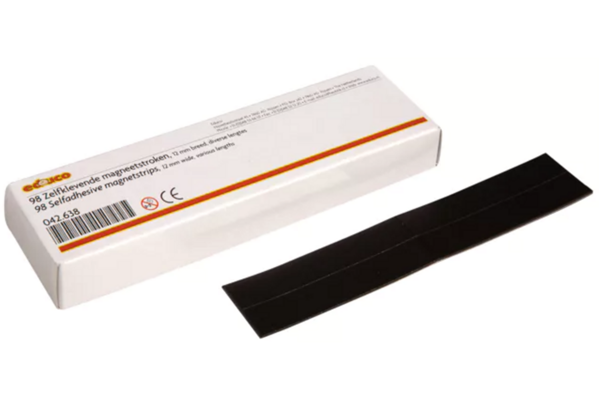 Magneetstroken, 12mm breed, zelfklevend, Set van 98 stuks