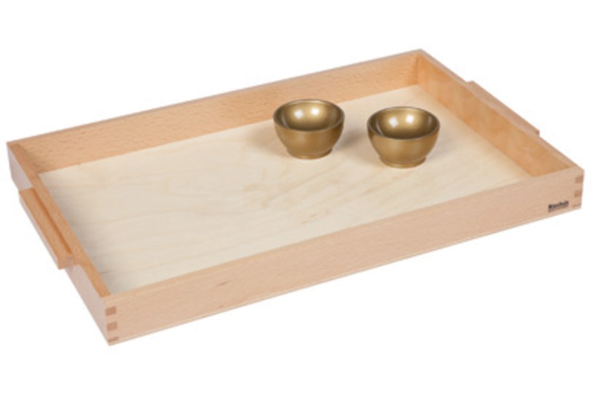 Houten aanbiedingsblad met 2 bakjes