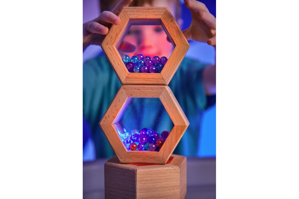 Lichtgevende houten geluidzeshoeken, 6 stuks